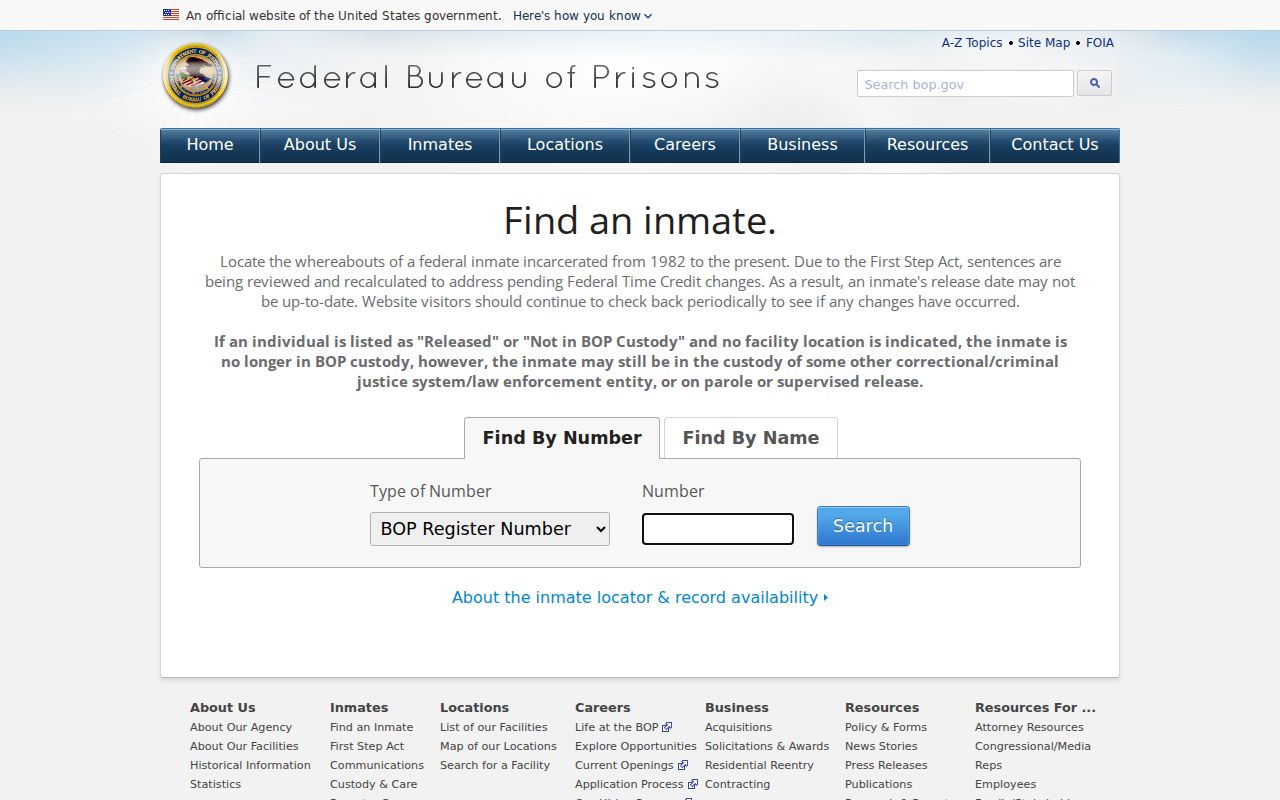 Federal inmate locator for custody outside the Frio County arrest system