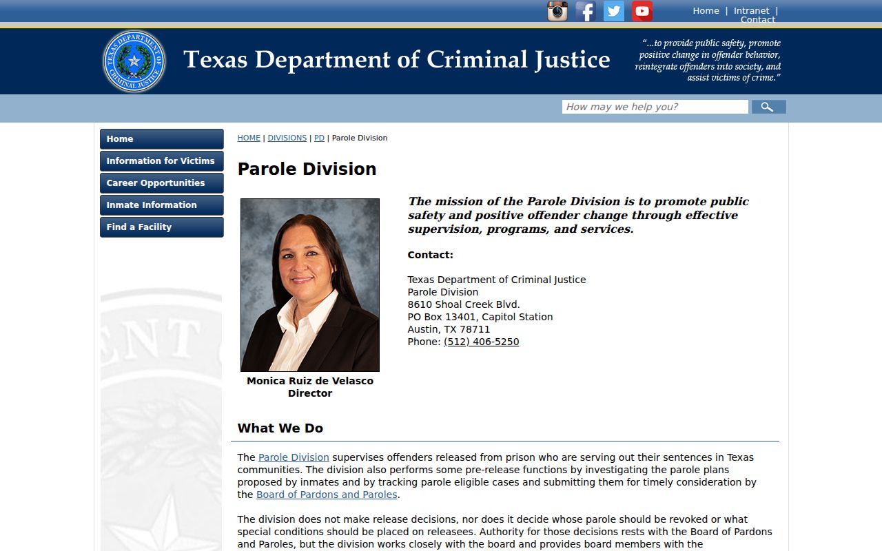Texas parole information after a Frio County arrest and state sentence
