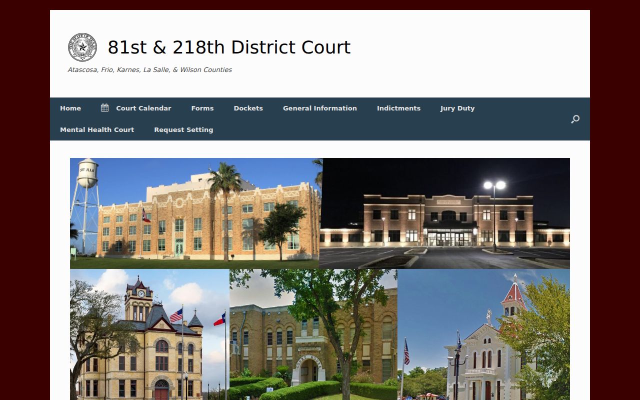 Frio County criminal court cases on the 81st and 218th District Courts site