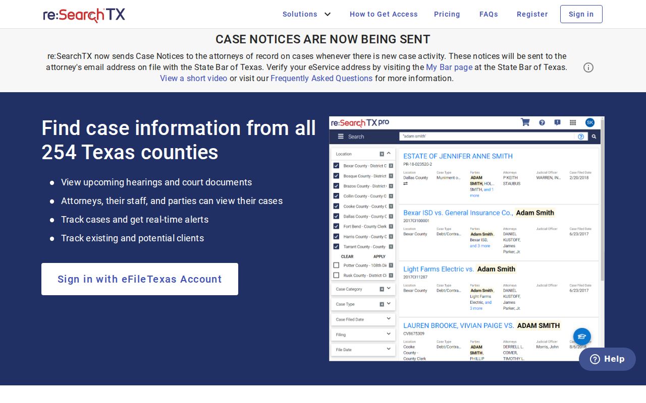 Frio County criminal case search through the re SearchTX interface