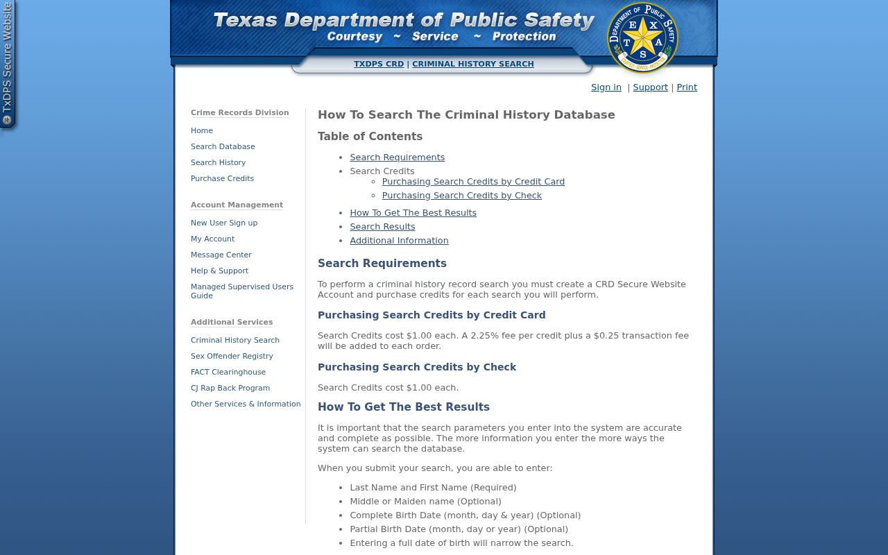 Frio County criminal records DPS name search instructions
