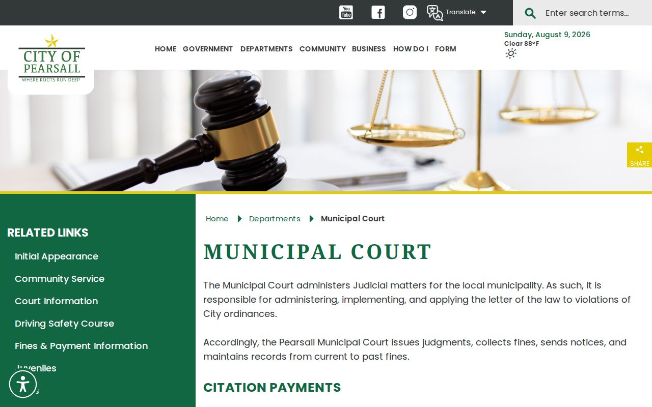 Pearsall criminal records at the Pearsall Municipal Court
